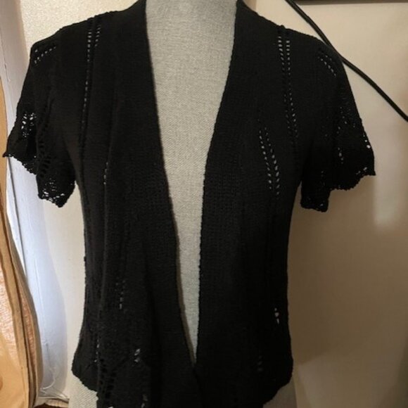 Denver Hayes Crochet Black Shrug Vest size small - Picture 1 of 4